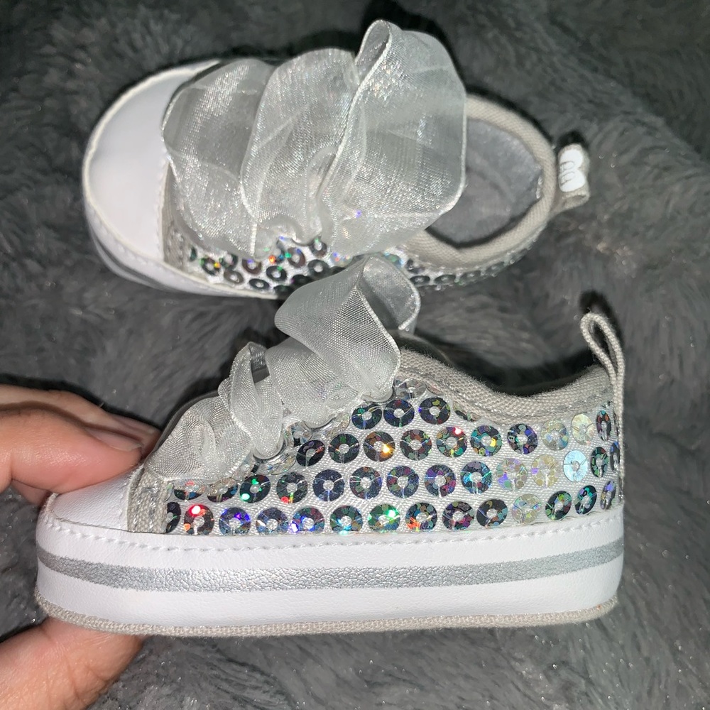 3-6 month sequin silver shoes NWOT